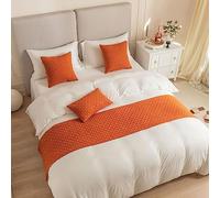 Caminos de Cama y Funda de Cojín a Juego, Reversibles, Jacquard - Decoración del Hogar, Hotel, Ropa de Cama, Toalla para Dormitorio, Protección de Colcha (Naranja, 30 x 50 cm)