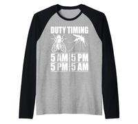 Camisa de Tiempo de Servicio Mosca de 5 Am a 5 PM Mosquitos de 5 PM a 5 Am Camiseta Manga Raglan