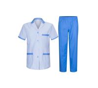 Camisa raya Y PANTALÓN SANITARIOS UNISEX - T820&8312 (Azul celeste -4, XL)