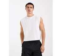 Camiseta deportiva corta blanca sin mangas con acabado de secado rápido de algodón de 4505-Blanco Blanco 2XL