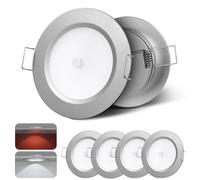 camperxlite 4 Piezas 2.5W Foco Empotrable 12VDC Regulable para Camper, Aluminio Focos LED Interior Techo 24VDC con Luz Roja para Autocaravana, Barco, Tráiler, Baño, Armario, Gabinete, Vitrina, 5000K