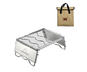 camping moon Campingmoon - Parrilla portátil de acero inoxidable 304 con rejilla de cocina, patas de parabrisas y bolsa de transporte MS -1018-SW