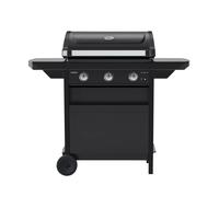 Campingaz Barbacoa de gas compacta de 3 L, carro compacto de gas con 3 quemadores de acero alumado, tapa con termómetro, depósito colector de grasa y 2 estantes laterales plegables, potencia de 7,5 kW