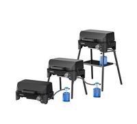 Campingaz Tour & Grill CV Plus Gas Barbecue | 3 en 1 Barbacoa de Gas Portátil con Tapa - 1 Quemador | 2400 W, Negro