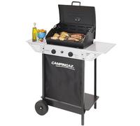 Campingaz Xpert 100 L Plus Rocky Barbacoa Gas para Piedra Volcanica, con 2 Quemadores, 7.1 kW de Potencia,2 Parrillas de Acero Cromado,2 Mesas Laterales y Rocas de Lava,Negro, 98 x 48 x 124 cm