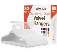 Campior Perchas Antideslizantes de Terciopelo Ropa, Juego de Perchas Resistentes con Gancho Giratorio de 360°, Ligeras, lujosas, versátiles para Cualquier Armario, Paquete de 80,