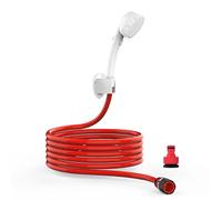 CAMPLUX Ducha de Mano de Alta Presión con 3 chorros, Interruptor ON/OFF, Manguera Roja de Extensión de 3,5 Metros, Conector de Clip, Conexión Universal G1/2'', SH12