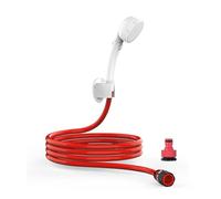 CAMPLUX Ducha de Mano de Alta Presión con Manguera de 1,5 Metros, JK208 | 3 Modos de Chorro, Interruptor ON/OFF, Conector de Clip, Conexión Universal G1/2'', Fácil instalación, Roja