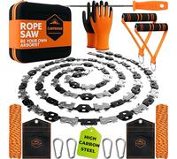 CAMPNDOOR Sierra de cuerda de extremidad alta de 53 pulgadas, sierra de cadena de cuerda 360 sin esfuerzo, cortador manual afilado de ramas de árbol, motosierra de mano con asas ergonómicas y funda de