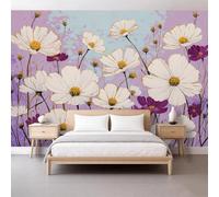 Campo De Flores Salvajes Campo De Cosmos Papel Pintado No Tejido 3D 400 x 280 cm Pared Fotografía Mural, Dibujos Animados Papel Pintado Panorámico Pared Para Salón Tv Sofá Tema Hotel Pasillo Fondo