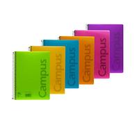 Campus 002434 Pack de 6 Cuadernos A5 Espiral Tapa Plástico 4x4 90Gr 80 Hojas
