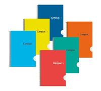 CAMPUS Bloc Cuaderno Espiral Tapa Dura A5+ 80 Hojas 70g/m² Rayado Horizontal (Pack 6 uds.)