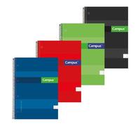CAMPUS Bloc Cuaderno Espiral Tapa Extradura A4 160 Hojas Microperforado 70 Gramos Cuadricula 5 mm. (Pack 4 uds.)