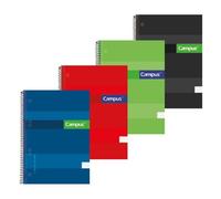 CAMPUS Bloc Cuaderno Espiral Tapa Extradura A5 160 Hojas Microperforado 70 Gramos Cuadricula 5 mm. (Pack 4 uds.)