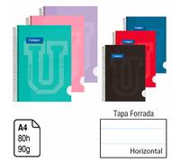 CAMPUS BLOC ESPIRAL A4 TAPA FORRADA EXTRADURA 80 H. 90 G PACK 6U COLORES SURTIDOS TAPA GRUESA MUY BUENA CALIDAD CUADRICULA,HORIZONTAL LISO ALEGIR CALIDAD GARANTIZADA Assorts