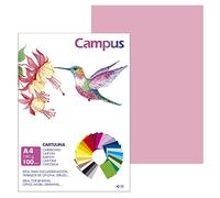 Campus - Cartulinas A4, 100 Unidades, 180g/m² de 210 x 297 mm, Ideal para encuadernación, trabajos de oficina, dibujo, manualidades. Cartulinas aptas para uso escolar (Rosa)