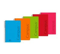 Campus Cuaderno Libreta Espiral Tapa Plastico Polipropileno A5 90 gramos 80 Hojas 1 Raya Horizontal (Pack 5 Uds.)