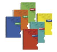 Campus - Cuadernos A4 Cuadricula Milimetrado, Tapa Extradura, 80 hojas, Pack de 6 Blocs Cuadernos Perfectos para Uso Escolar, Oficina y Hogar, Colores Surtidos