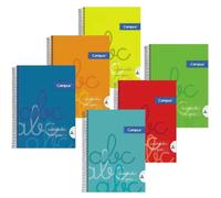 Campus - Cuadernos A4 Cuadrícula Pauta 4x4mm y 3x3mm , Tapa Dura, 80 hojas, Pack de 6 blocs perfectos para uso escolar, aprender a escribir y hogar, Colores Surtidos (6 unidades) Pack 6 guidelines 3mm