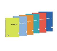 Campus - Cuadernos A5 Cuadrícula Doble raya 2,5mm, Tapa Básica, 80 hojas, Pack de 6 blocs perfectos para uso escolar, oficina y hogar, Colores Surtidos (6 unidades)