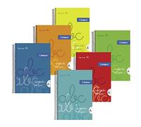 Campus - Cuadernos A5+ Cuadrícula Pauta 4x4mm - Tapa Polipropileno - 80 Hojas - Pack de 6 Blocs - Uso Escolar