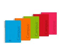 Campus Cuadernos Bloc Libretas Espiral Tapa Plastico Polipropileno A5 90 gramos 80 Hojas 2 Rayas 2.5 Milimetros (Pack 5 Uds.)