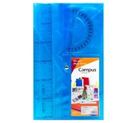 Campus - Juego de Reglas Escolares con Estuche, Estuche de Reglas con Escuadra, Cartabón, Transportador de Ángulos y Regla de 30cm, Set de Reglas Escolares para Geometría, Matemáticas y Dibujo Técnico
