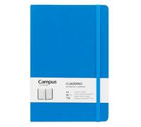 Campus - Libreta A5, Bullet Journal con Rayado Horizontal de 7mm, Cuaderno Cosido de Tapa Dura con 96 Hojas de 75g, Cierre Elástico, Bolsillo y Marcapáginas. (A5, Rayado Horizontal, Azul)