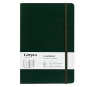 Campus - Libreta A5, Bullet Journal con Rayado Horizontal de 7mm, Cuaderno Cosido de Tapa Dura con 96 Hojas de 75g, Cierre Elástico, Bolsillo y Marcapáginas. (A5, Rayado Horizontal, Verde Oscuro)