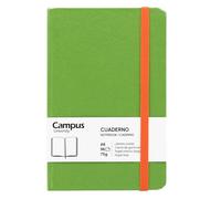Campus - Libreta A6, Bullet Journal con Hojas Lisas, Cuaderno Cosido de Tapa Dura con 96 Hojas de 75g, Cierre Elástico, Bolsillo y Marcapáginas. (A6, Lisa, Verde)
