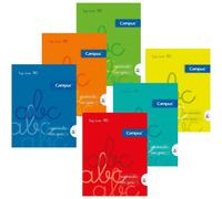 Campus - Libretas grapadas A4 Tapa Polipropileno cuadenos Cuadrícula tipo lamela cochesito Pauta 3*3mm,4x4mm,5*5mm 48 hojas 90g, Pack de 6 blocs perfectos para uso escolar, aprender a escribir y hogar