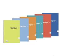 Campus - Pack de 6 libretas, Cuadernos A4 Cuadro, doble rayas y una raya. Tapa Básica blanda , 80 hojas, perfectos para uso escolar, oficina y hogar, Colores Surtidos