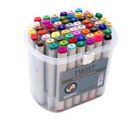 Campus - Rotuladores Doble Punta Twist, Rotuladores de Alcohol, Marcadores con Punta Redonda 2mm y Biselada 5mm, Rotuladores Permanentes para Todas Superficies, Incluye Maletín con Asa (60 colores)