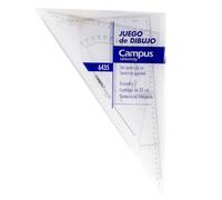 Campus - Set de Reglas para Dibujo Técnico, Juego de Reglas con Estuche para Dibujo Técnico con Cartabón y Escuadra con Transportador de Ángulos Integrado, Kit de Dibujo Técnico y Geometría (35cm)