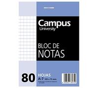 Campus University PB074R - 050 - Bloc de notas perforado cuadriculado, A7 - pack de 10 bloc