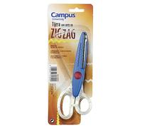 Campus University - Tijera Escolar corte ZIgZag, de Acero Inoxidable, Agarre Ergonómico y Cómodo, 16,5 cm, para Niños, Manualidades, Papel, Cartulinas - Color Azul