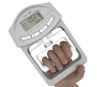CAMRY Dinamómetro Digital de Mano, Medidor de Fuerza de Agarre, 198 Libras / 90 Kilogramos, Captura Automática de la Potencia de Agarre Electrónico, Gris y Blanco