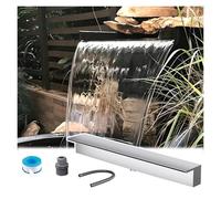 Caña de Piscina de Acero Inoxidable empotrada con Longitud Personalizable, Fuente de desbordación de 12-72in para estanques y Patios, diseño de Plata, Salida Ancha de 36in para Espacios al Aire Libre