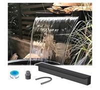 Caña de Piscina de Acero Inoxidable empotrada con Longitud Personalizable, Fuente de desbordación de 12-72in para estanques y Patios, diseño de Plata, Salida Ancha de 36in para Espacios al Aire Libre