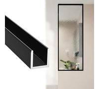 Canal de Puerta de Ducha Guía Fija Vidrio Sin Marco 80 100 200 cm Largo, Canal Vidrio Forma U Personalizable Negro Mate, Embellecedor Borde Metálico para Panel Divisorio(IW6mm(1/4"),L2.35m/7.7ft)