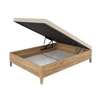 Canapé 150x190 cm Cama Dormitorio Cope, Tapa Reforzada Anti-Curva, Apertura Manual Bombines Gas, Roble Amazonas