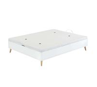 Miroytengo Canapé alto estilo nórdico con patas ligeramente inclinadas color blanco cama dormitorio