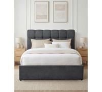 Canapé matrimonio tapizado con cabecero Winnie - Color Gris oscuro - Homekit Gray 140x200 cm