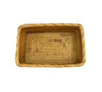 Canastas de almacenamiento de ratán natural, cesta de almacenamiento de frutas de ratán natural, caja de mimbre tejida rectangular, cestas de frutas tejidas rectangulares, organizador de mimbre para