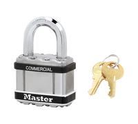 Candado con cerradura de cilindro Masterlock, carcasa de acero inoxidable, UE 6 unid.