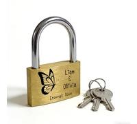 Candado de Amor Personalizado Grabado para Boda, Aniversario y San Valentín - Candado de Latón Resistente con 3 Llaves - Ideal para Puente, Regalos de Pareja para Él o Ella (2)