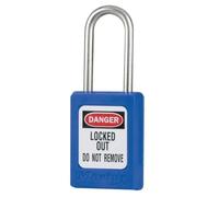 Candado de consignación de 35 mm de ancho de termoplástico Zenex™ con arco de acero inoxidable de 38 mm de alto, retención de llave - Azul