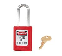 Candado de consignación de 35 mm de ancho de termoplástico Zenex™ con arco de acero inoxidable de 38 mm de alto, retención de llave - Rojo