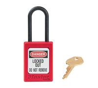 Candado de consignación dieléctrico de 35 mm de ancho de termoplástico Zenex™ con arco de nailon de 38 mm de alto, sin retención de llave - Rojo