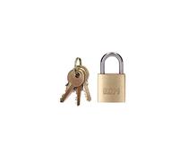 EDM Candado Latón Arco Normal con 3 Llaves, 20x10x20 mm, Arco Ø3 mm (10x12,5 mm), Color Dorado/Cromado, en Blíster